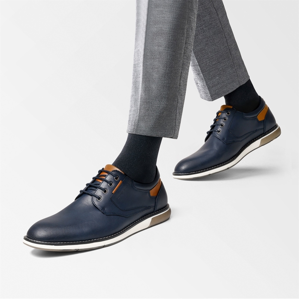Men's Vegan Leather Casual Oxford Sneakers - BLUE - 7